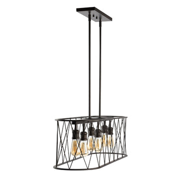 Marion 37.75" Adjustable Iron Farmhouse Rustic LED Dimmable Pendant - JONATHAN Y